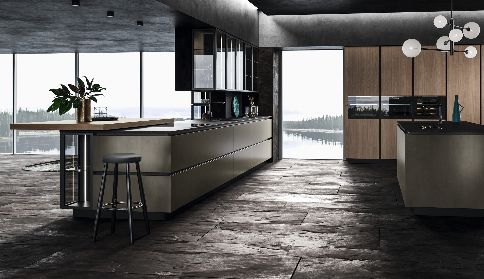 CUCINA SNAIDERO ROMA, modello Joy, Bianco opaco e Top Laminam